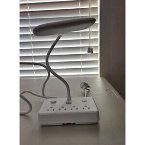 LED Desk Table Lamp with 2 USB Charging Ports and 4 AC Power Outlet